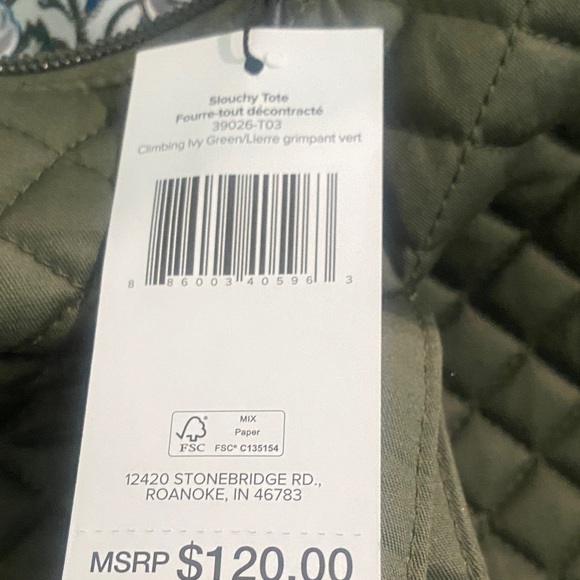 Vera Bradley Slouchy Tote in “Climbing Ivy Green” - Picture 9 of 9